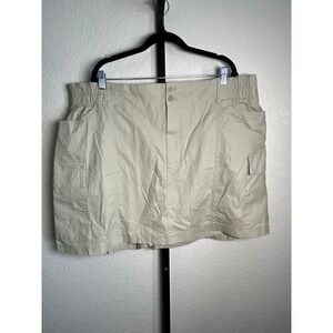 Ava & Viv‎ Women's 3X Plus Size Khaki Cargo Skort Elastic Waist Casual Comfy